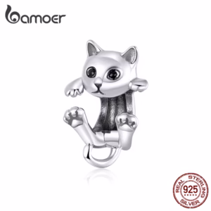 Bamoer Pingente De Prata 925 De Gato Bonito/Faça Você Mesmo