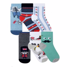 Kit 6 Pares Meias Algodão Infantil Menino Desenho Estampado Original Dorbe Meia Criança Colorida Cano Medio