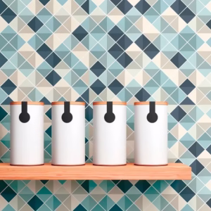 Papel Parede Adesivo Cozinha Pastilha Azul Lavável