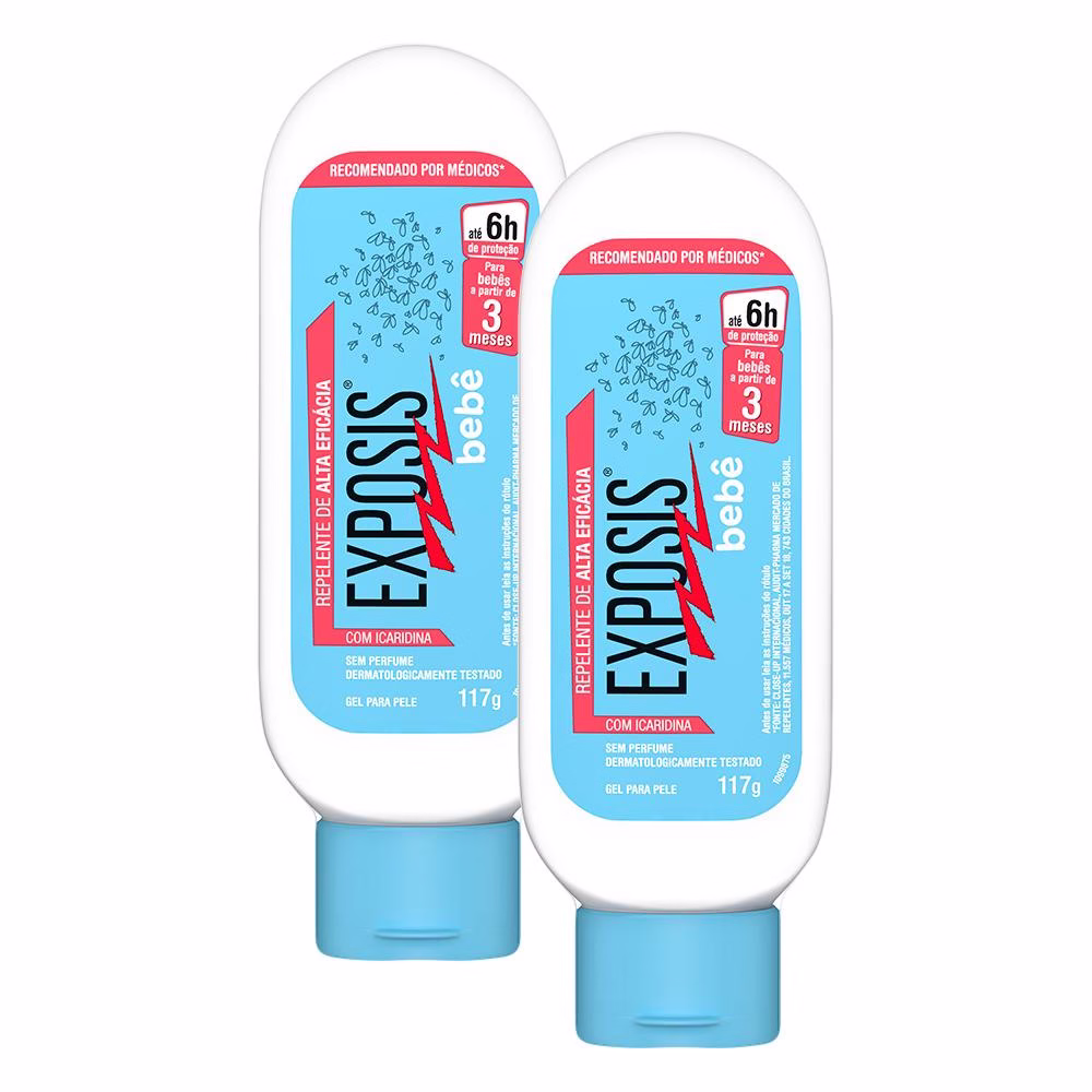 Kit 2 Repelente Exposis Bebê Gel sem Perfume com Icaridina 117g