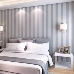 Papel de Parede Adesivo Listras Cinza e Branco Vertical