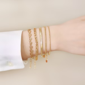 Vnox Pulseira Feminina De Aço Inoxidável Banhado A Ouro