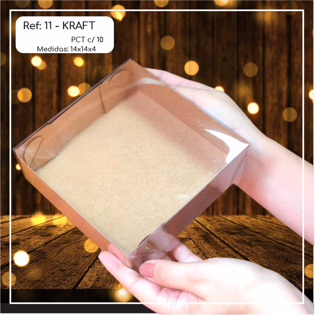 10~50 Caixas Embalagem 15 Doces Com Visor em Acetato KRAFT 14x14x4 - Ref. 11 ( Chocobraz )