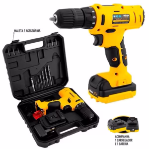 Parafusadeira Furadeira à Bateria 12V Bivolt Com Bateria, Maleta e Acessórios PFV120 VONDER