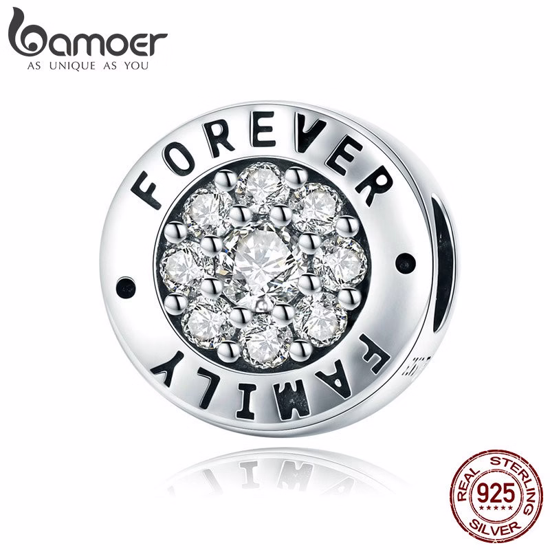 Pingente Bamoer Forever Home Charm 925 Acessórios SCC814 Para Pulseira de Prata