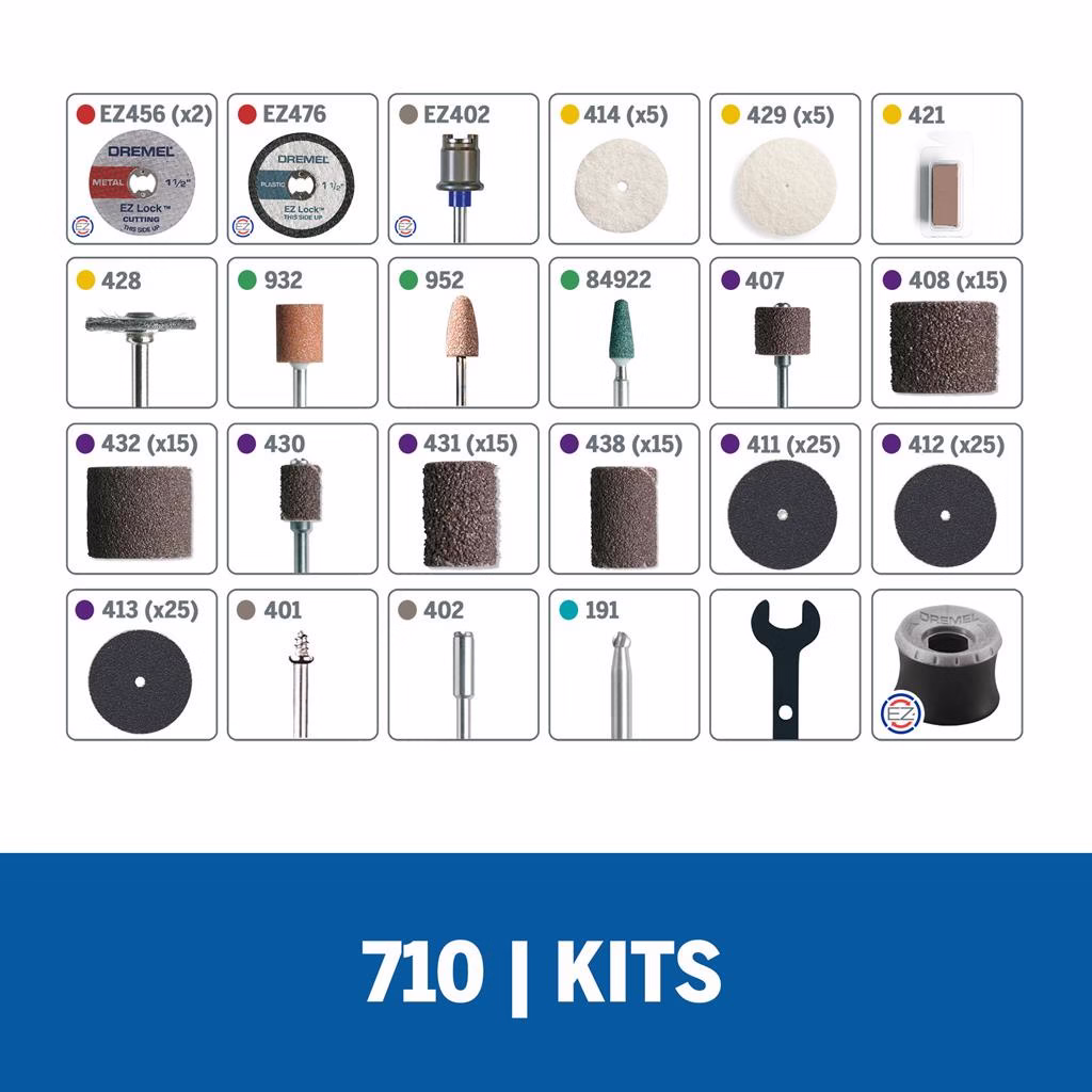 Kit Dremel Multiuso 160 Acessórios Cortar Polir Esmerilhar Lixar Esculpir Gravar 710 - Imagem 2