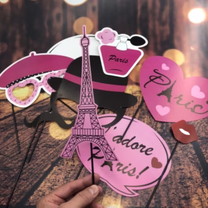 KIT 10 PLAQUINHAS DIVERTIDAS SELFIE FESTA PARIS