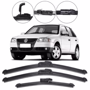 Kit 3 Palhetas Limpador Parabrisa Dianteiro + Traseiro VW Gol G4 2005 2006 2007 2008