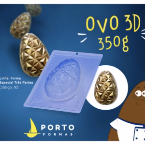 1~5 Forma Porto Com Silicone (3 partes) Para Chocolate OVO 3D, 350G – CÓD P92