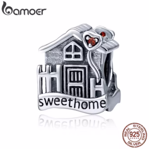 Bamoer Moda New Genuine 100 % 925 Sterling Silver Sweet Home Loft Villa Encantos fit Pulseiras DIY Jóias Finas SCC416