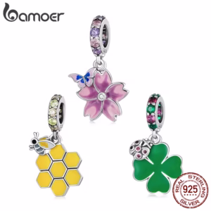 Bamoer 925 Pingente De Prata Série Inseto Abelha Borboleta Estilo Joaninha Para Diy Acessórios Pulseira SCC21853