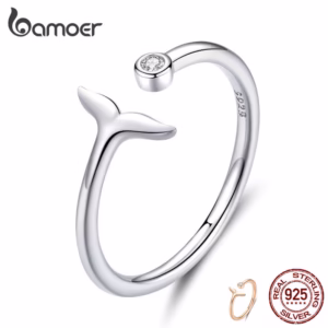 Anel Bamoer De Prata 925 Sereia Lágrima SCR618