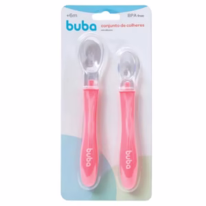 Conjunto De Colheres Em Silicone Rosa 11824 - Buba