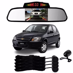 Sensor De Ré + Espelho Camera Ré Chevrolet Celta Preto