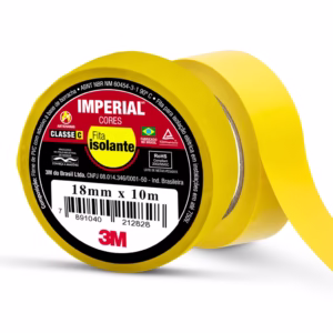 Fita Isolante Amarela 10 Metros x 18mm Imperial Cores Uso Geral 3M