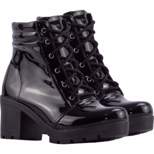 Coturno Feminino Lumiss Bota Salto Grosso Cano Curto Conforto