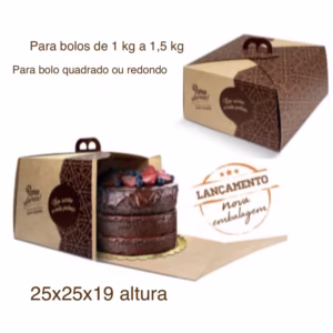 5 caixa para bolo 25x25x19 cm com alça bolo de 1 kg a 1,5 kg Pris