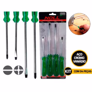 Jogo De Chaves De Fenda E Phillips 4 Peças Aço Cromo Vanadio