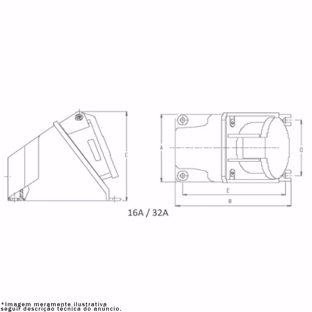 Tomada De Sobrepor 2p+T 32a 220/240v Azul Steck - Imagem 2