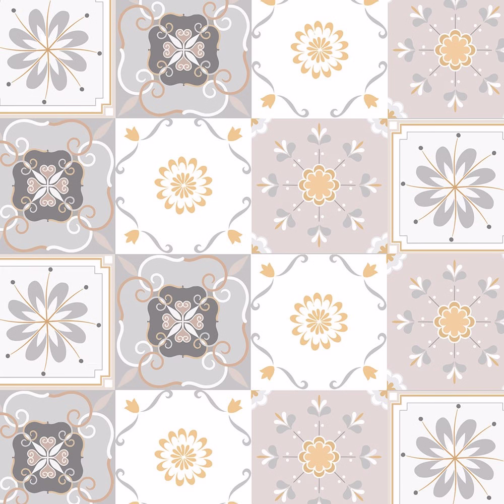 Adesivo de Parede Azulejo Portugues em tons de rosa, bege e branco para Área Gourmet