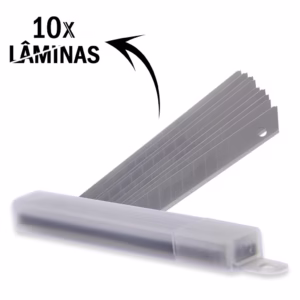 KIT 10 Lâmina de Estilete Estreito 9mm Aço Pacote Estojo com Para Carro
