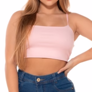 Top Alcinha Canelado - Rosa Claro