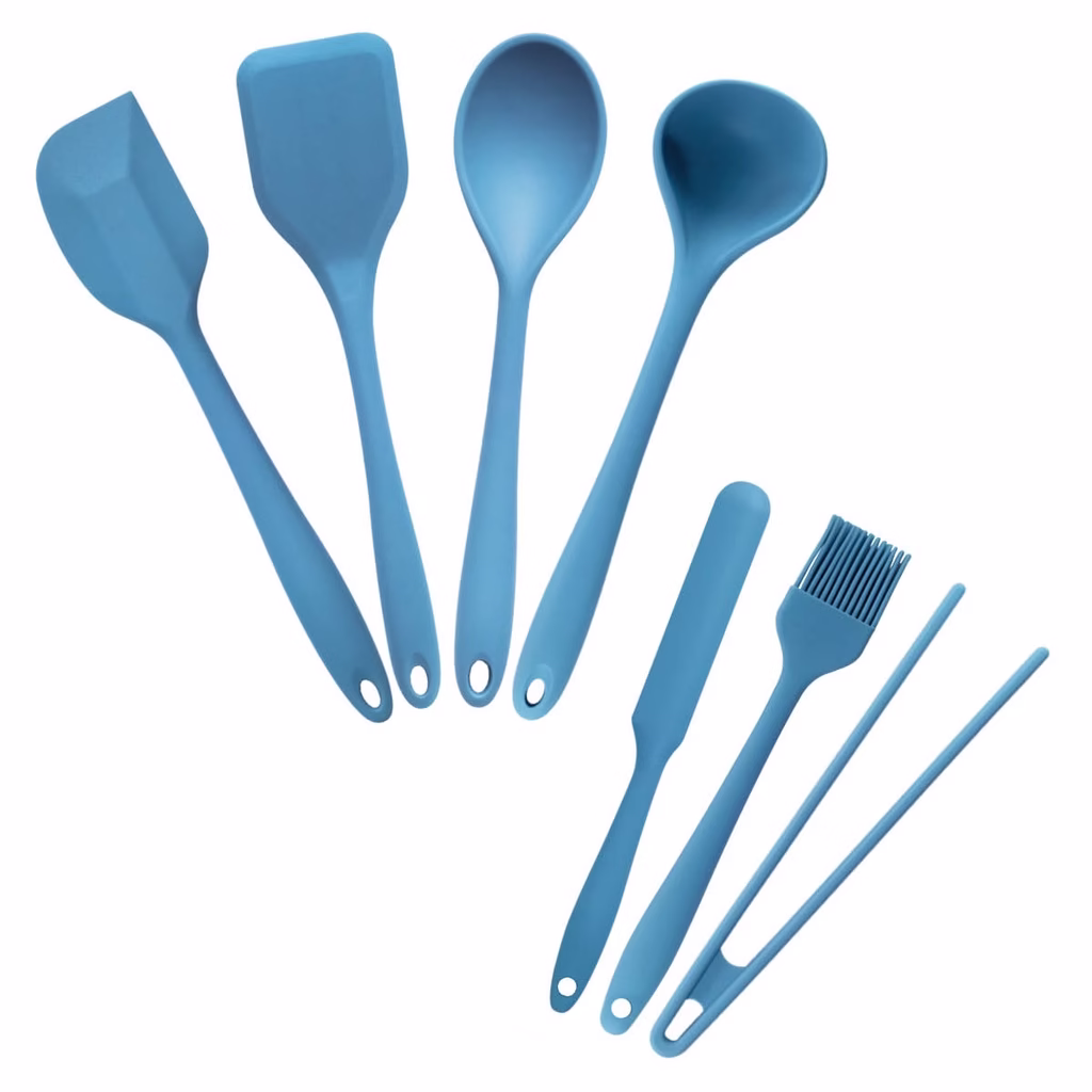 Kit De Utensílios De Silicone Azul Oikos – 7 Peças