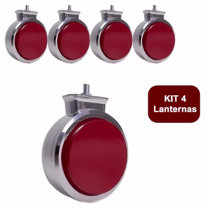 Kit 4 Lanterna Bojuda Foguinho Maria LED Cromada Bivolt Vermelha