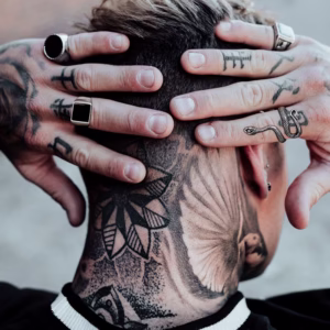 Vnox Anel Masculino De Prata Com Pedras Preciosas Pretas