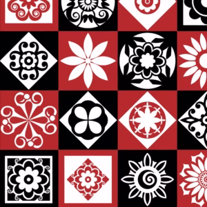 Adesivo Azulejo Grego Vermelho Mandala para Cozinha