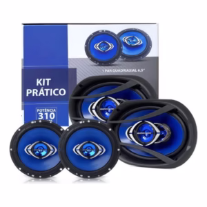 Kit Alto Falante Prático Hurricane 6+6x9 280w Rms Quadriaxial