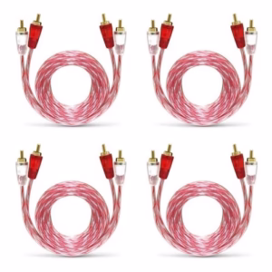 Kit 04 Cabos Rca Stetsom 1 Metro Banhado Bronze Som De Carro