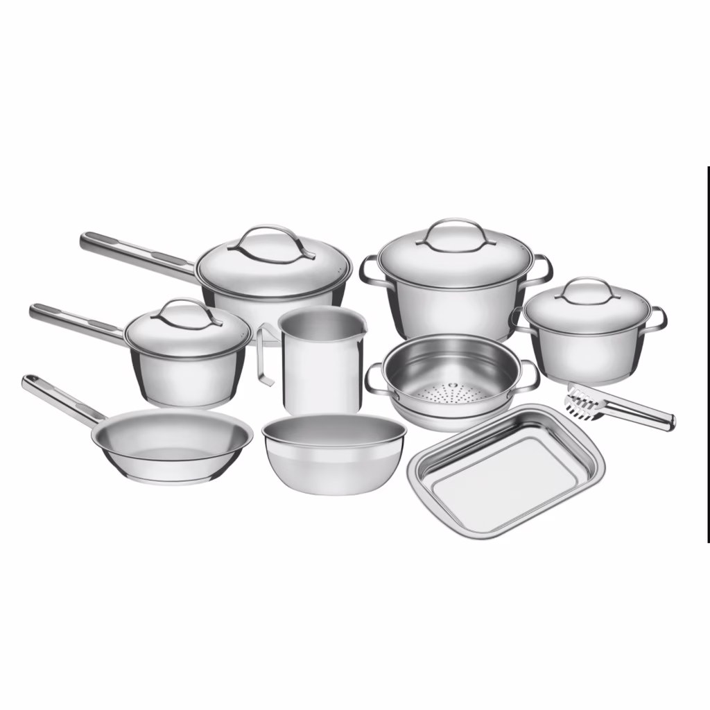 Jogo de Panelas Tramontina Aço Inox Allegra 10 Peças Fundo Triplo Com Pegador de Massa