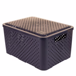 Caixa Organizadora 16L com Tampa Arthi Mosaico 1142 Preta