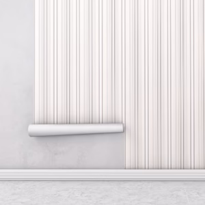 Papel de parede listrado branco, marfim e cinza Para Sala e Quarto