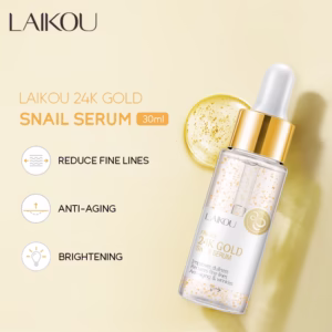 LAIKOU 24k Gold Snail Face Serum Essence Anti-aging Remove Wrinkle Whitening Skin Care Repairing 30ml Lifting Firming