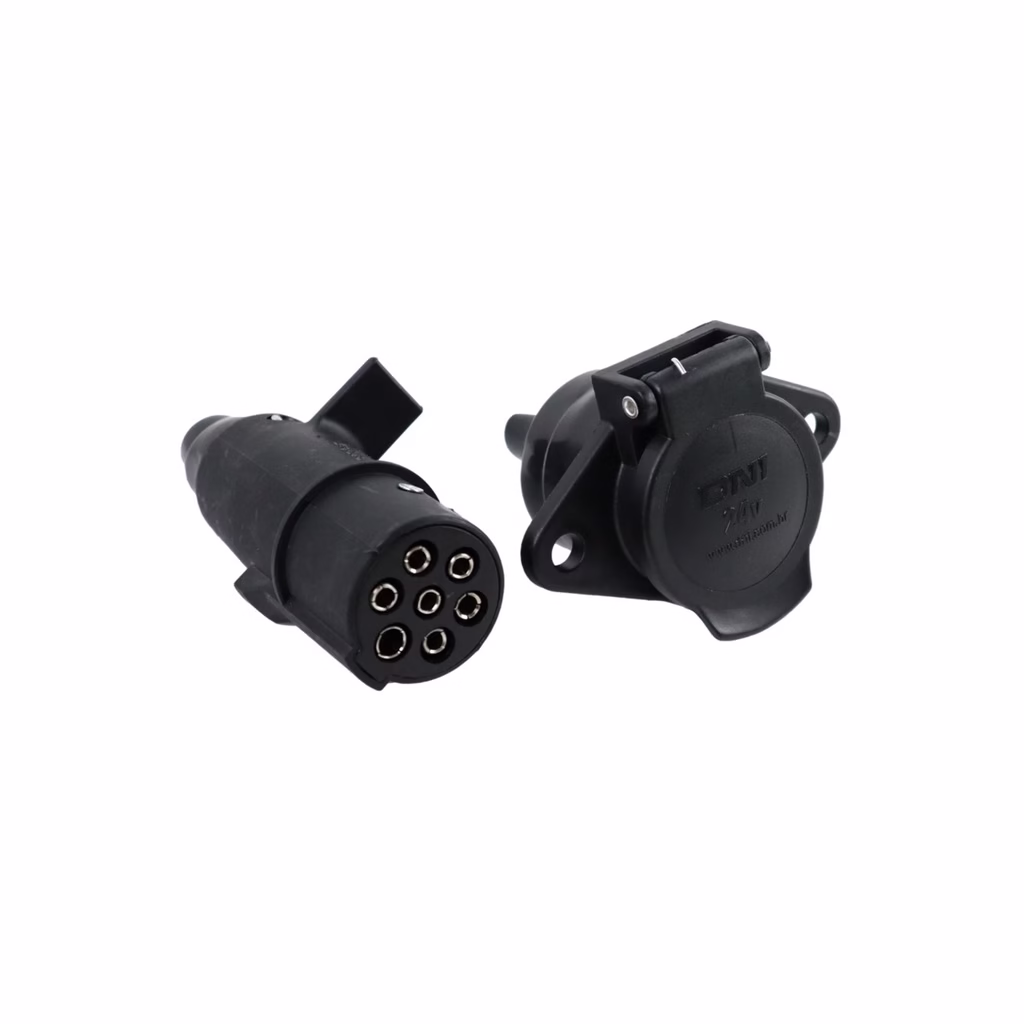 Tomada Reboque Cavalo Carreta 7 Polos Macho Fêmea Engate Bivolt Acabamento Nylon Ultraresistente