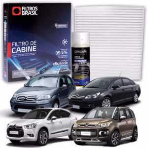 Filtro de Cabine para Ar Condicionado Citroen C3/C4 AirCross + Higienizador Limpa Ar Tipo Granada