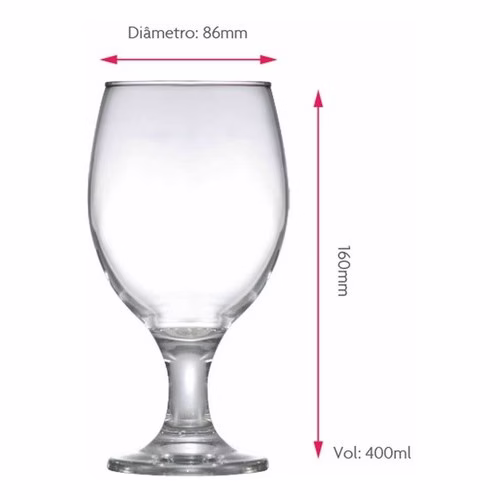 Taças de Vidro Roma Para Cerveja 400ml 12 Pcs - Imagem 2