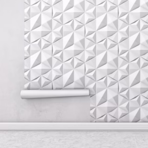 Papel de Parede geométrico Triangular Branco e tons de cinza Para Sala e Quarto