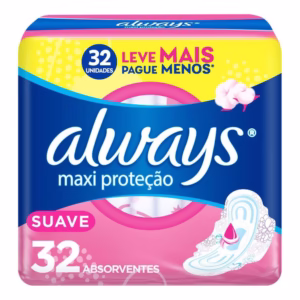 Absorvente Always Proteção Total Suave Com Abas - 32 unidades