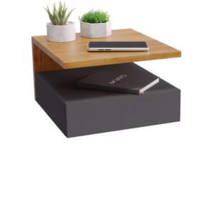 Mesa De Cabeceira Cor Preto Amadeirado Mesinha Suspenso MVD Móveis