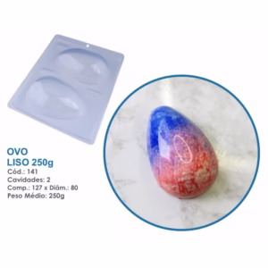 Forma Simples Ovo Liso 250g  141 - 10587 (L1) em Acetato BWB Para Bombom e Doces de Chocolate.