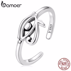 Bamoer Anel Feminino Aberto De Olho De Prata 925/Tamanho Ajustável/Bijuteria Fashion Para Mulheres SCR801