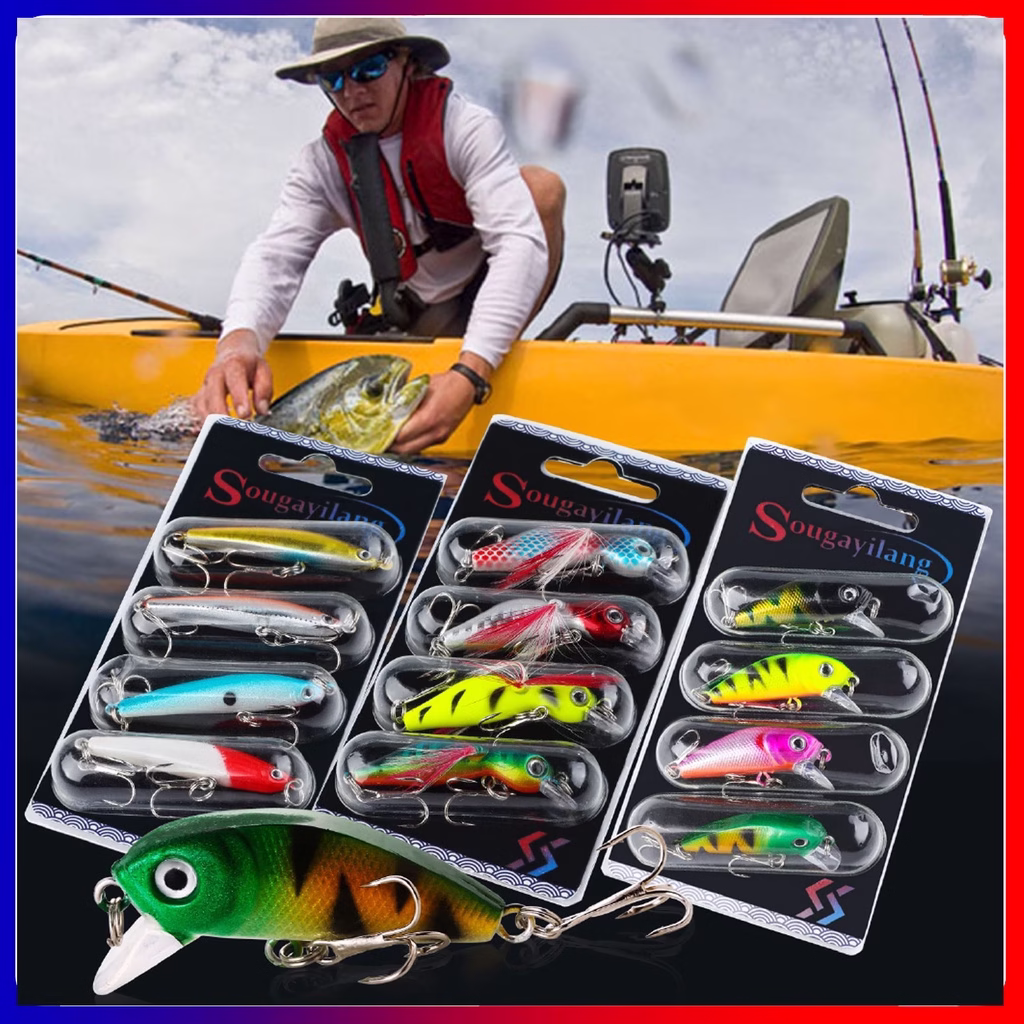 Sougayilang 4 PCS Wobbler Isca De Pesca Conjunto Iscas De Pesca Dura Anticorrosão de Pesca Isca De Pesca Isca De Pesca A Pesca De Pesca