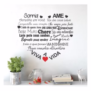Adesivo Decorativo De Parede Frase Sorria Viva Ame A Vida