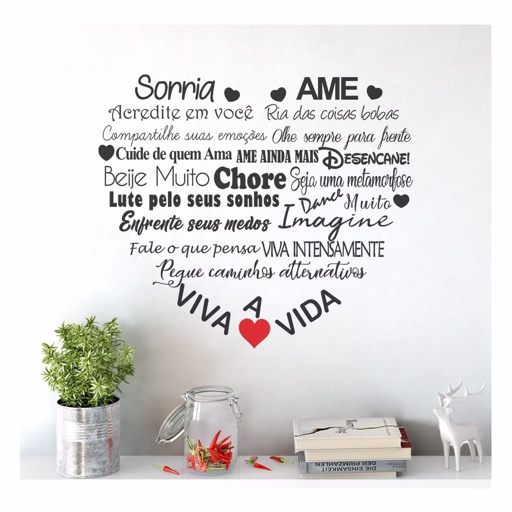 Adesivo Decorativo De Parede Frase Sorria Viva Ame A Vida