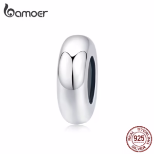 Bamoer Espaçador Simples Bead Fit Para 925 Prata Original Charm Bracelet Diy Scc1450