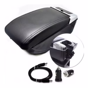 Apoio De Braço Universal Carro 4 Usb Courvin Preto Retratil