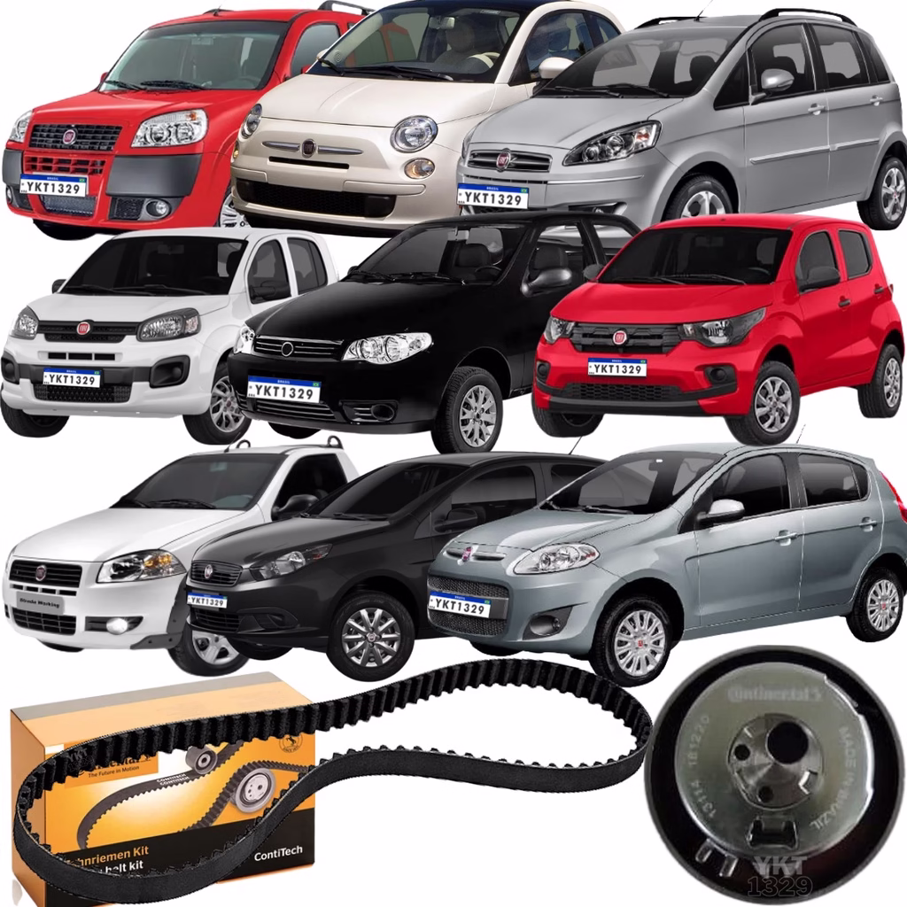 Kit Correia Dentada + Tensor Contitech Doblo 1.4 8v Fire 2009 2010 2011 2012 2013 2014 2015 2016 Fiat 500 Grand Siena 2017 2018 Idea Mobi Novo Uno Palio Strada